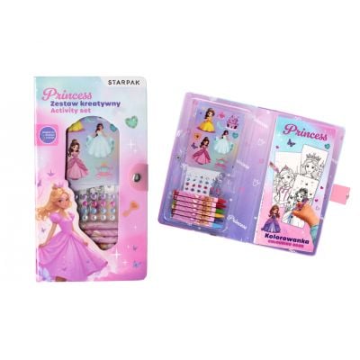 Set de activitati, Carte de colorat cu creioane si accesorii, Starpak, Princess, Roz
