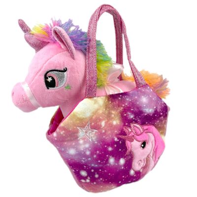 5949033918195 Geanta si jucarie de plus Noriel, Unicorn Galaxy roz, 21 cm