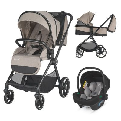 Carucior modular 3 in 1, Coccolle Lissia Butternut Beige si scoica auto Isize Knox Greystone