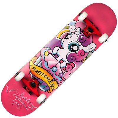 SRTV0393-3_001 6422324034402 Skateboard Action One, ABEC-7 Aluminiu, 80 x 20 cm, Roz Girly Unicorn