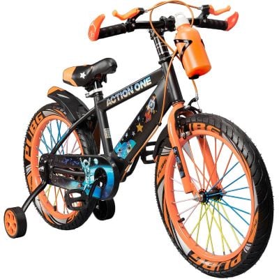 N00004328_001 6422324043282 Bicicleta cu roti ajutatoare si bidon pentru apa Nova II, Action One, 18 inch, Portocaliu