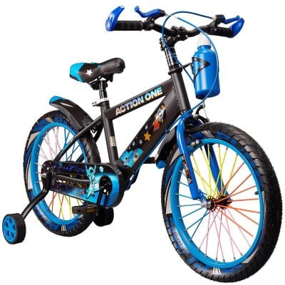 N02004454_001 6422324044548 Bicicleta cu roti ajutatoare si bidon pentru apa Super Nova II, Action One, 20 inch, Albastru
