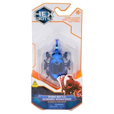 Figurina interactiva, Hexbots, Rhino Beetle, Scarabee Rhinoceros, Albastru, 20149628