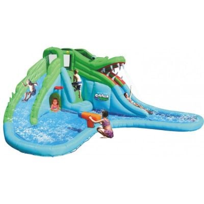 6933491995170 Saltea gonflabila Happy Hop, Crocodil cu tobogane cu apa