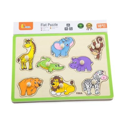 Puzzle din lemn, cu manere, Viga, Animale salbatice