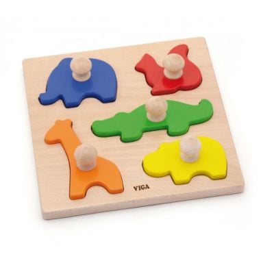 50662_001 6934510506629 Puzzle Viga, Montessori cu maner, Animale