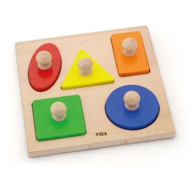 50663_001 6934510506636 Puzzle Viga, Montessori cu maner, Forme geometrice