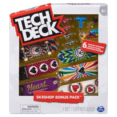 Set 6 mini placi skateboard, Tech Deck, Bonus Pack, Heart, 20136711