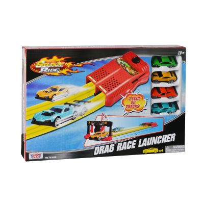 78263_001w Set pista lansator si 4 masinute Motormax Drag Race Launcher