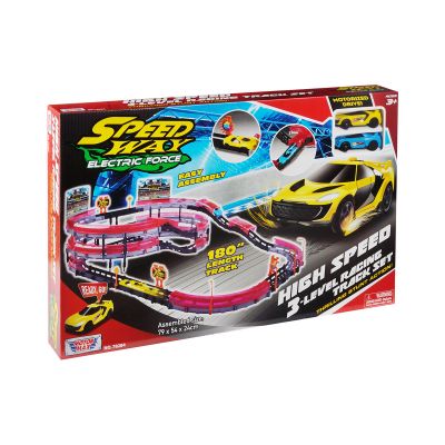 78284_001w Set de joaca cu 2 masinute High Speed 3 Level Racing Track Motormax