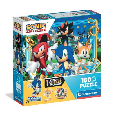 N00029799_001w 8005125297993 Puzzle Clementoni, Sonic the Hedgehog si Knuckles cu sticker inclus, 180 piese