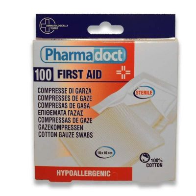 8017990140021 140021_001w Comprese sterile din bumbac, Pharmadoct First Aid, 10 Buc 30 x 30 cm (2)