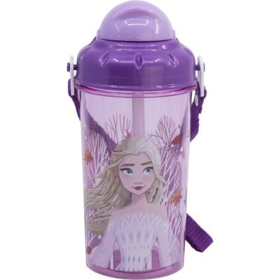 Sticla din plastic cu pai, Disney Frozen, 465 ml