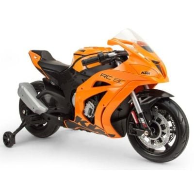 Motocicleta electrica de curse, Injusa, KTM, 12V, cu roti ajutatoare