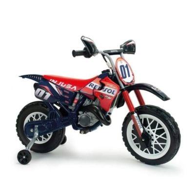 Motocicleta electrica, tip cross, Injusa, cu roti ajutatoare, 6V, Repsol