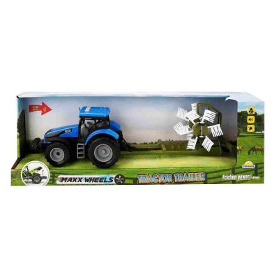 S00002681 Tractor albastru cu Grebla 8680863026816 Tractor albastru cu grebla, cu lumini si sunete, Maxx Wheels, 44 cm