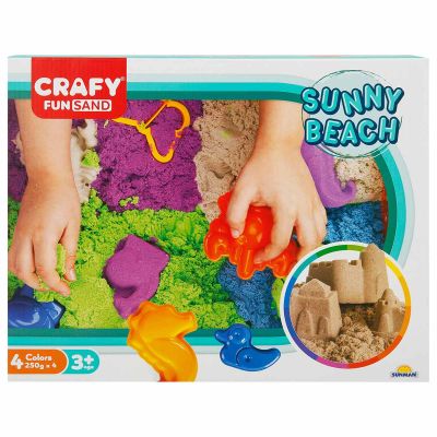 Set nisip kinetic, Crafy Fun Sand, Sunny Beach, 13 piese, 1 kg nisip