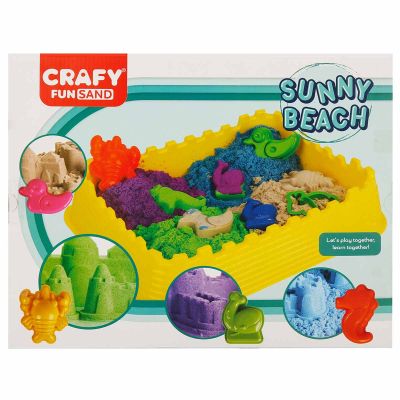 S00002788_001w 8680863027882 Set nisip kinetic, Crafy Fun Sand, Sunny Beach, 13 piese, 1 kg nisip