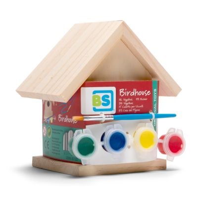 Casuta pasarele din lemn BS Toys, set creativ de pictat 