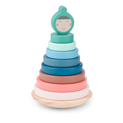 Turn de stivuire cu inele din lemn, BS Toys