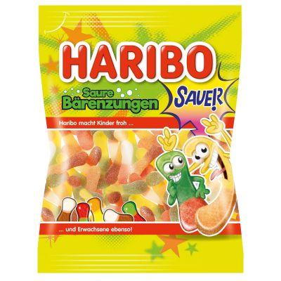 9002975324113 HARIBO32410_001w Jeleuri Haribo, Saure Barenzungen, 100 g