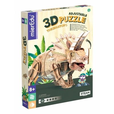 N01000159_001 9352801001597 Puzzle 3D reglabil, mierEdu, Triceratops Deluxe, 191 piese