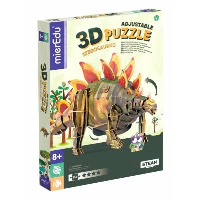N01000160_001 9352801001603 Puzzle 3D reglabil, mierEdu, Stegosaurus Deluxe, 154 piese