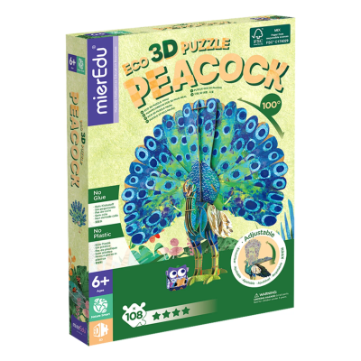 N00000425_001 9352801004253 Puzzle 3D eco, mierEdu, Paun Deluxe, 108 piese