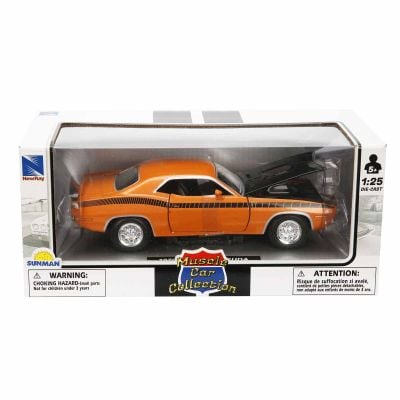 Masina metalica, New Ray, Plymouth Cuda, Portocaliu, 1:25