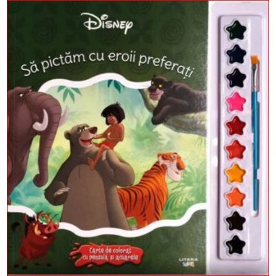 Sa pictam cu eroii preferati carte de colorat cu pensule si acuarele, Disney