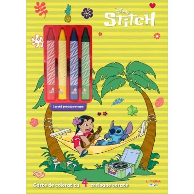 Disney Stitch, Coloram cu Lilo si Stitch, Carte de colorat cu 4 creioane cerate