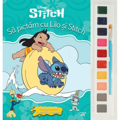 Disney Stitch, Sa pictam cu Lilo si Stitch, Carte de colorat cu pensula si acuarele