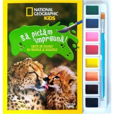 National Geographic Kids, Sa pictam impreuna! Carte de colorat cu pensula si acuarele