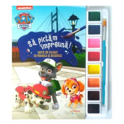 Patrula Catelusilor, Sa pictam impreuna, Carte de colorat cu pensula si acuarele