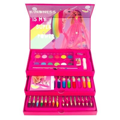 Set de colorat in cutie cu sertare, Barbie, 31 piese