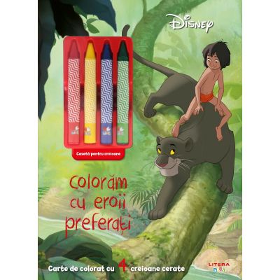 Disney, Coloram cu eroii preferati, carte de colorat cu 4 creioane cerate 