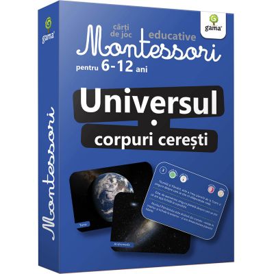 Carti de joc educative Montessori, Universul, Corpuri ceresti 6-12 ani