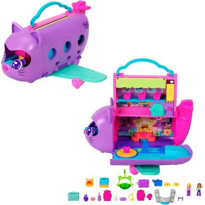 Set de joaca cu 2 papusi, Polly Pocket, Kitty Airplane, HWP19