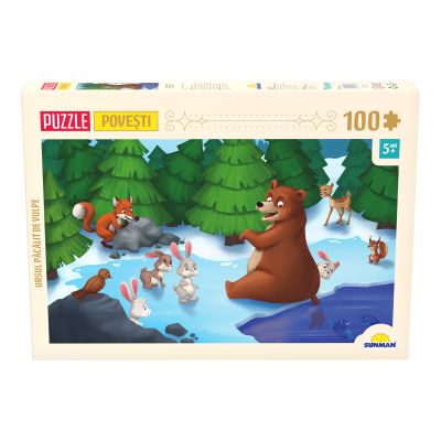 Puzzle 100 piese, Noriel Basme Romanesti, Ursul pacalit de vulpe