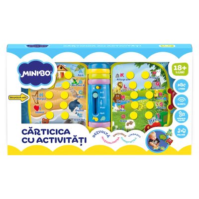 Jucarie bebelus, Carticica cu 4 pagini de activitati, Minibo