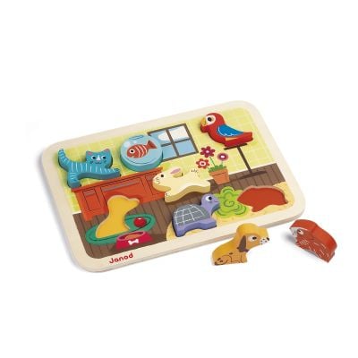 Puzzle din lemn Janod - 7 Animale de companie