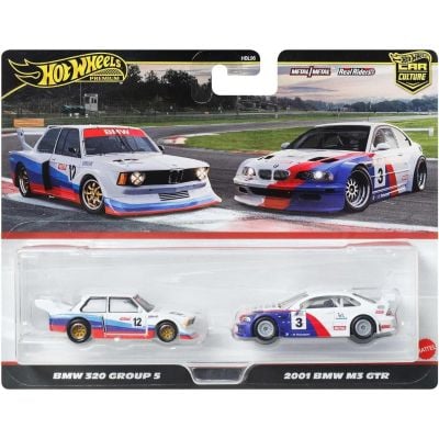 Set 2 masini metalice, Hot Wheels, BMW 320 Group 5 si 2001 BMW M3 GTR, JBK99