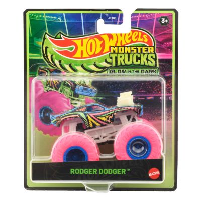 Masina Hot Wheels, Monster Truck, Glow In The Dark, Rodger Dodger, JFX18