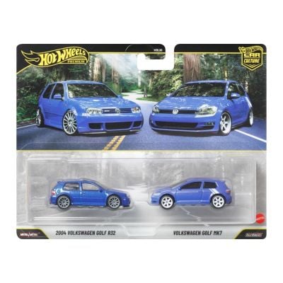Set 2 masini metalice, Hot Wheels, Car Culture, Volkswagen R32 Gold 2004 si Volkswagen Golf MK7, JHW49