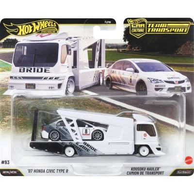 Transportator cu masinuta Hot Wheels, Car Culture Team Transport, HW Honda Civic Type-R si Kousoku Hauler, JHX94