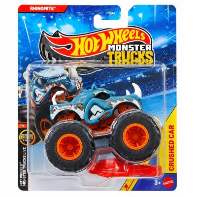 Masinuta Hot Wheels, Monster Truck, Crushed Car, Rhinomite, JKJ96