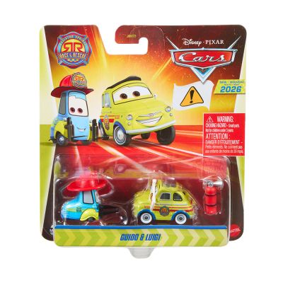 Set 2 masinute cu accesoriu, Disney Cars, Guido si Luigi, 1:55, JMX75