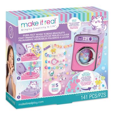 Set de creat bratari, Make It Real, Purr-fect Wash Bead, 141 piese