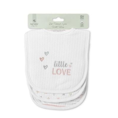 Set 3 bavete bumbac, Lorelli, inchidere cu velcro, potrivit pentru hranire si in perioada eruptiei dentare, Pink