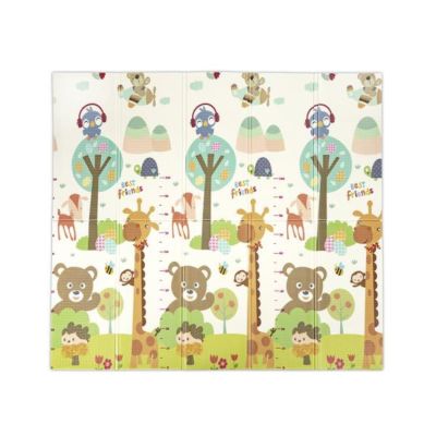 Covoras de joaca termic, Lorelli, din spuma XPE, design cu doua fete, pliabil, impermeabil, 180 x 200 cm, Best Friends and Stars